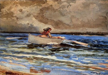 ウィンスロー・ホーマー Painting - プラウツネックで漕ぐ リアリズム海洋画家ウィンスロー・ホーマー